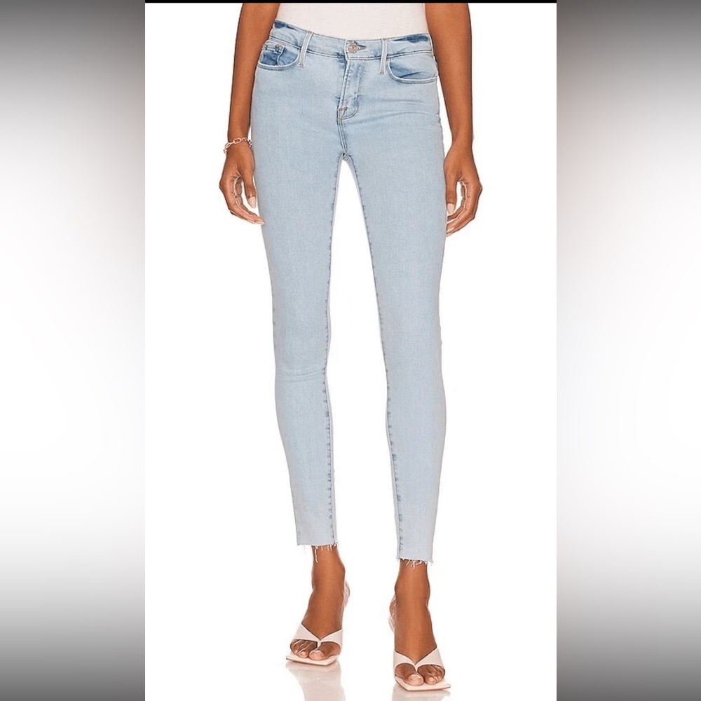 FRAME Le Skinny de Jeanne Crop Jeans Light Wash Raw Hem Sz 28 Minimalist Capsule